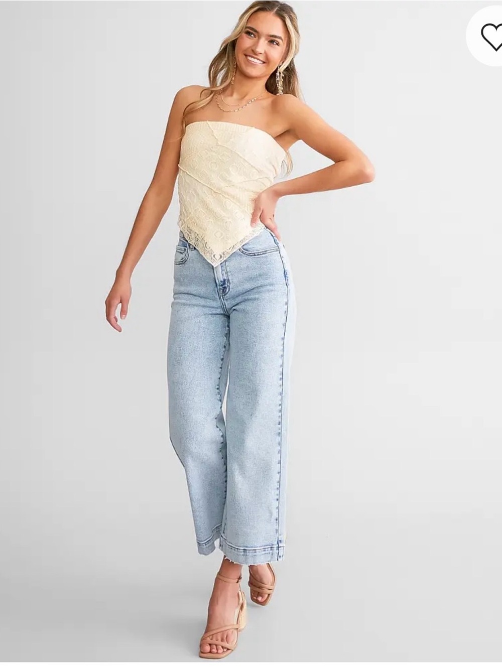 Boho Lace-Inset Cream Tank Top - Picture 6 of 8